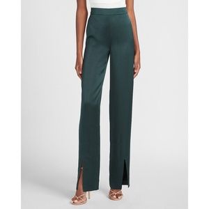 Express High Waisted Satin Slit Front Straight Pant